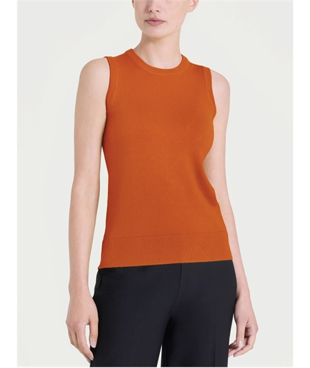 DQ80T3 - Maglia smanicata in tessuto misto Viscosa. Colore: Rust A84 DQ80T3 - Maglia smanicata in tessuto misto Viscosa. Colore: Rust A84