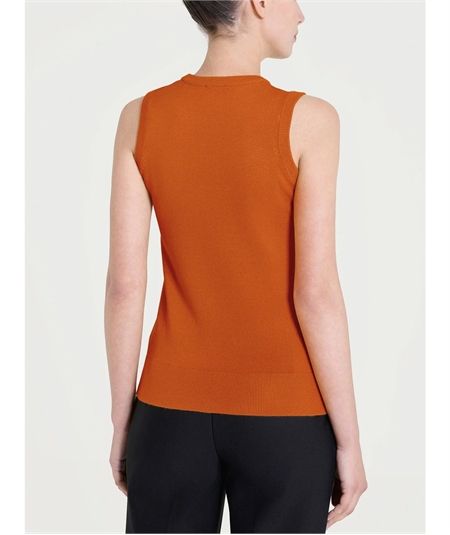DQ80T3 - Maglia smanicata in tessuto misto Viscosa. Colore: Rust A84 DQ80T3 - Maglia smanicata in tessuto misto Viscosa. Colore: Rust A84