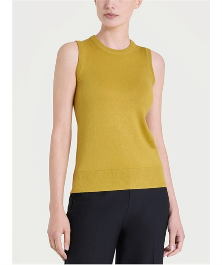 DQ80T3 - Maglia smanicata in tessuto misto Viscosa. Colore: Oil Yello B96 DQ80T3 - Maglia smanicata in tessuto misto Viscosa. Colore: Oil Yello B96
