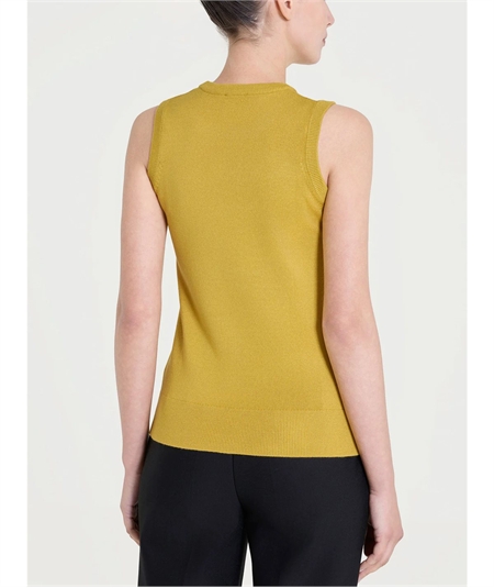 DQ80T3 - Maglia smanicata in tessuto misto Viscosa. Colore: Oil Yello B96 DQ80T3 - Maglia smanicata in tessuto misto Viscosa. Colore: Oil Yello B96