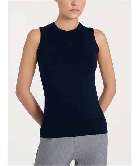 DQ80T3 - Maglia smanicata in tessuto misto Viscosa. Colore: Bleu 078