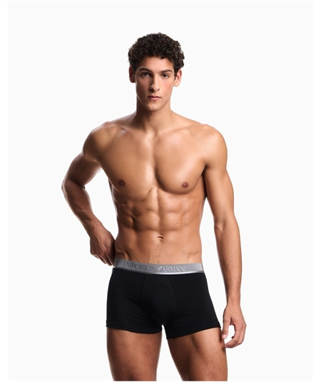 AF10780 - Set di 3 Boxer Emporio Armani in cotone elasticizzato. Colore: Nero MC406 