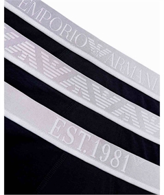 AF10780 - Set di 3 Boxer Emporio Armani in cotone elasticizzato. Colore: Nero MC406 