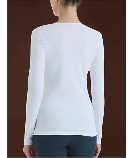 Maglia sottogiacca girocollo in caldo cotone Biologico. Art D274AB - Colore  Bianco 010