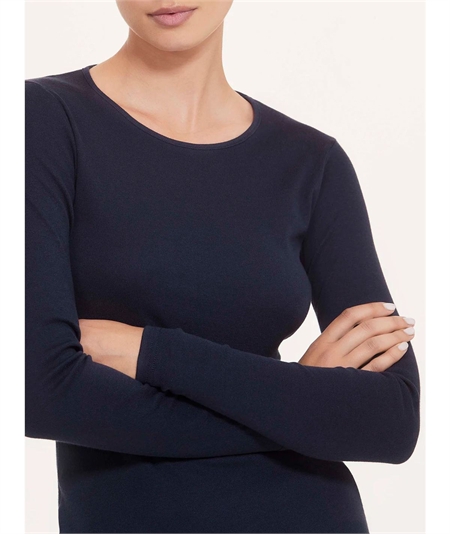 Maglia sottogiacca girocollo in caldo cotone Biologico. Art 274AB Colore Nero 020