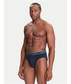 EM000258AF10779 Set di 3 di Slip Emporio Armani in cotone elasticizzato. Colore: Bleu MB254