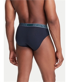 EM000258AF10779 Set di 3 di Slip Emporio Armani in cotone elasticizzato. Colore: Bleu MB254