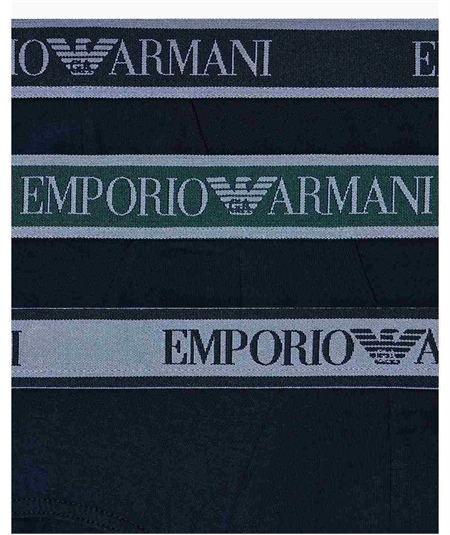 EM000258AF10779 Set di 3 di Slip Emporio Armani in cotone elasticizzato. Colore: Bleu MB254