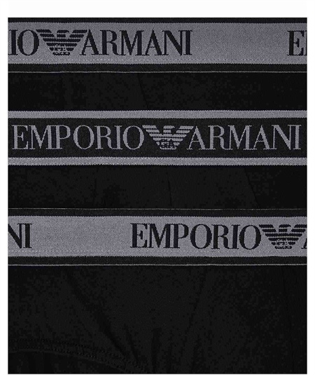 EM000258AF10779 Set di 3 di Slip Emporio Armani in cotone elasticizzato. Colore: Nero MC406