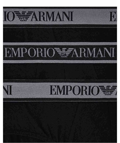 EM000258AF10779 Set di 3 di Slip Emporio Armani in cotone elasticizzato. Colore: Nero MC406
