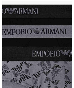 EM000258AF10800 Set di 3 di Slip Emporio Armani in cotone elasticizzato. Colore: Nero/Grigio MC 200