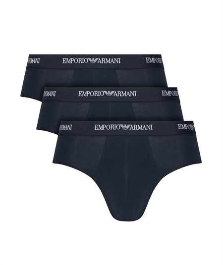EM000258AF14132 Set di 3 Boxer Emporio Armani in cotone elasticizzato. Colore: Bleu