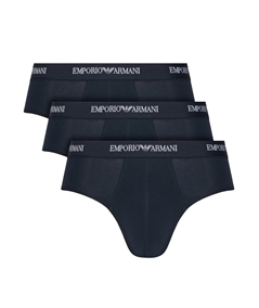 EM000258AF14132 Set di 3 Boxer Emporio Armani in cotone elasticizzato. Colore: Bleu