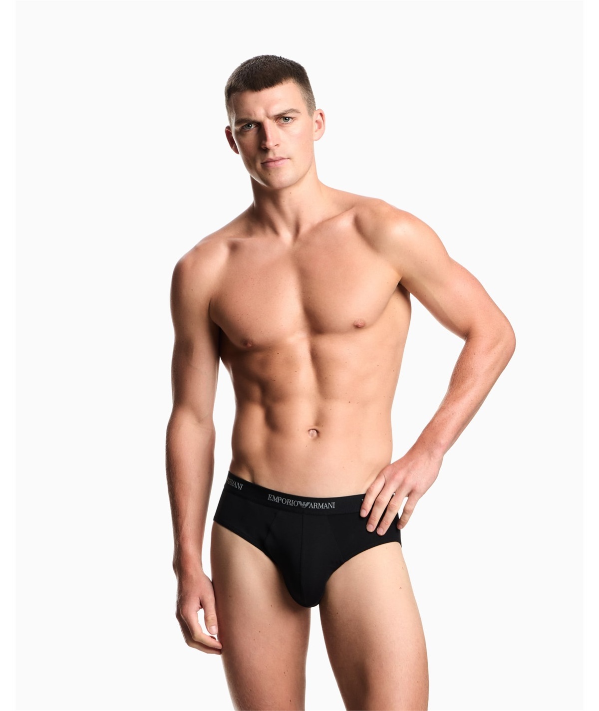 EM000258AF14132 Set di 3 Boxer Emporio Armani in cotone elasticizzato. Colore: Nero