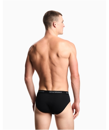 EM000258AF14132 Set di 3 Boxer Emporio Armani in cotone elasticizzato. Colore: Nero