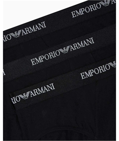 EM000258AF14132 Set di 3 Boxer Emporio Armani in cotone elasticizzato. Colore: Nero