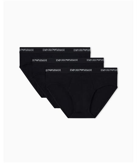 EM000258AF14132 Set di 3 Boxer Emporio Armani in cotone elasticizzato. Colore: Nero