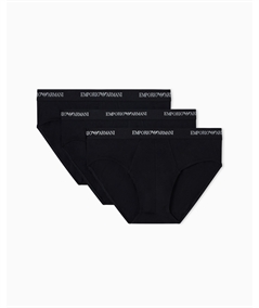 EM000258AF14132 Set di 3 Boxer Emporio Armani in cotone elasticizzato. Colore: Nero
