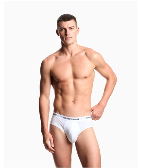 EM000258AF14132 Set di 3 Boxer Emporio Armani in cotone elasticizzato. Colore: Bianco