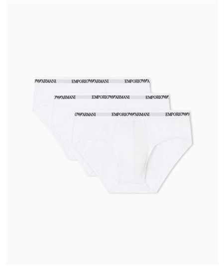 EM000258AF14132 Set di 3 Boxer Emporio Armani in cotone elasticizzato. Colore: Bianco
