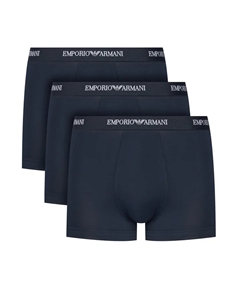 EM000259AF14132 Set di 3 Boxer Emporio Armani in cotone elasticizzato. Colore Bleu: MB139 