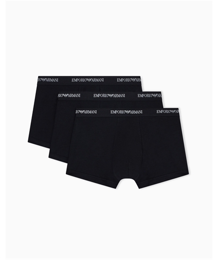 EM000259AF14132 Set di 3 Boxer Emporio Armani in cotone elasticizzato. Colore Nero MC061