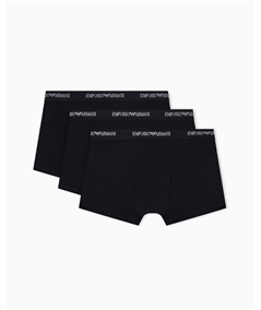 EM000259AF14132 Set di 3 Boxer Emporio Armani in cotone elasticizzato. Colore Nero MC061