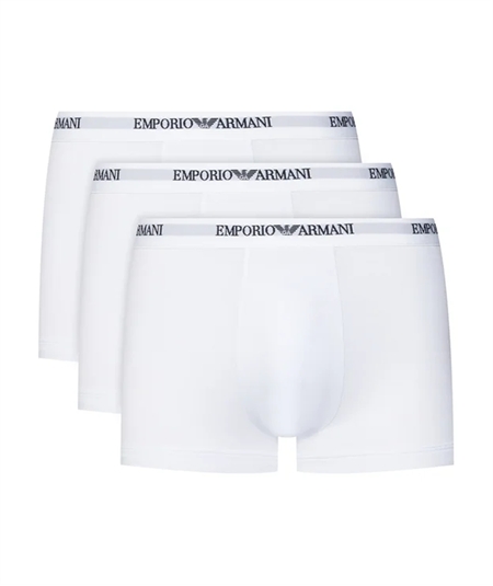 EM000259AF14132 Set di 3 Boxer Emporio Armani in cotone elasticizzato. Colore Bianco M0066