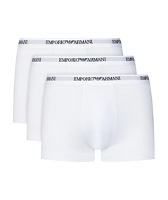 EM000259AF14132 Set di 3 Boxer Emporio Armani in cotone elasticizzato. Colore Bianco M0066