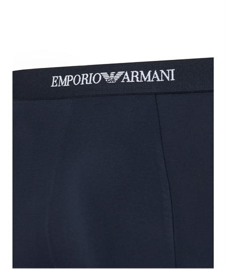 EM000259AF14132 Set di 3 Boxer Emporio Armani in cotone elasticizzato. Colore Bleu: Mb139