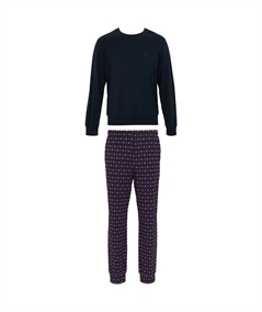 EM000617AF14994 Pigiama girocollo in cotone interlock Emporio Armani. Colore Bleu