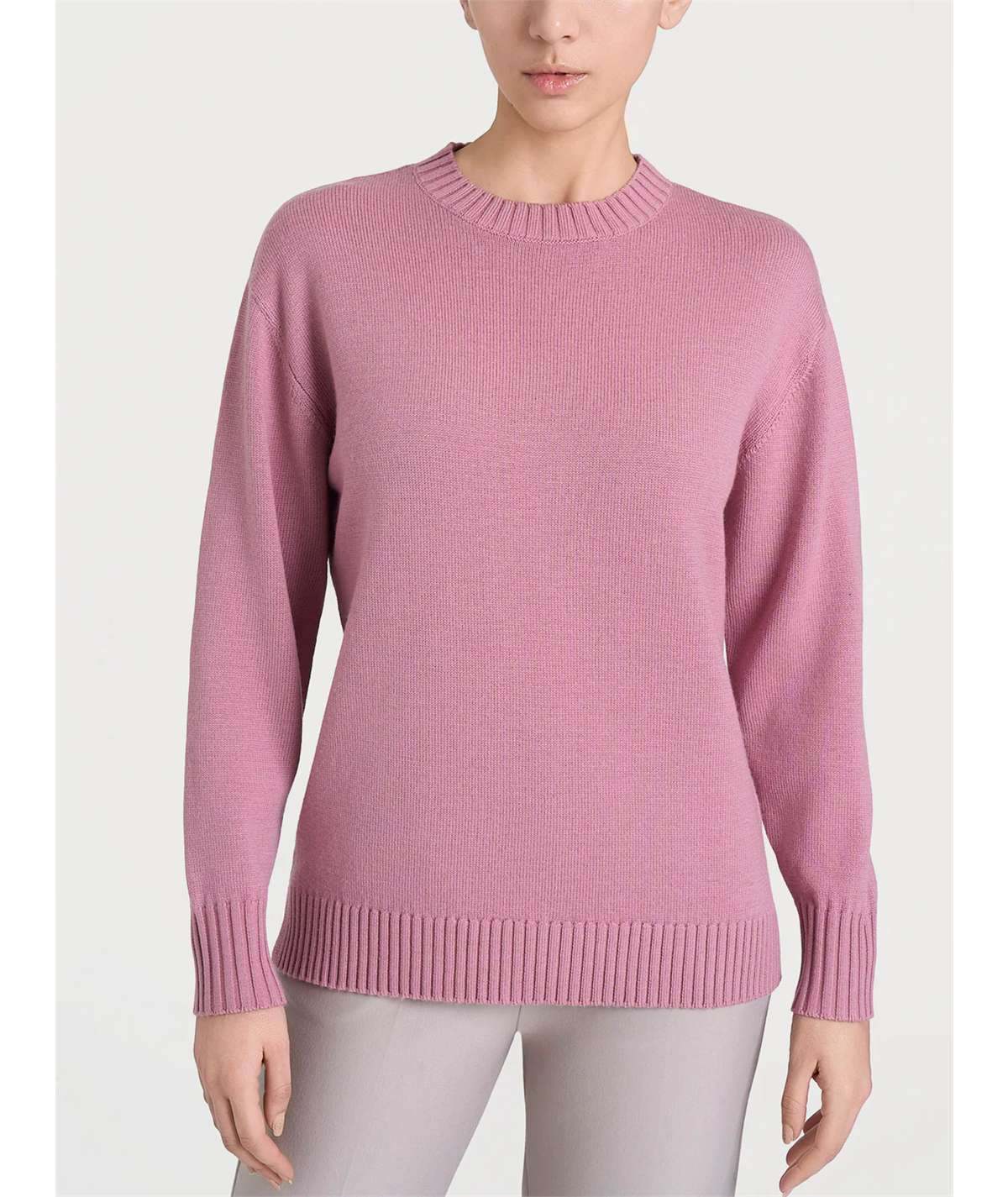 Ragno DR10M9 - Maglia girocollo leggera in puro lana Merino Soft Colore: Lilas (Rosa Antico) C09