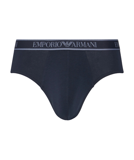 EM000369AF10779 Set di 3 Slip Emporio Armani in cotone elasticizzato. Colore: Bleu Fantasia MB089