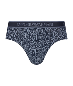 EM000369AF10779 Set di 3 Slip Emporio Armani in cotone elasticizzato. Colore: Bleu Fantasia MB089