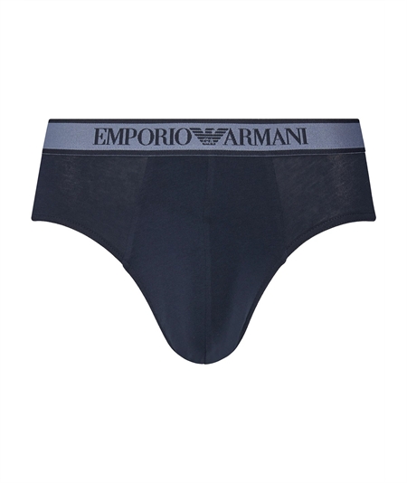 EM000369AF10779 Set di 3 Slip Emporio Armani in cotone elasticizzato. Colore: Bleu Fantasia MB089