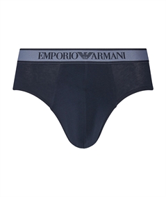 EM000369AF10779 Set di 3 Slip Emporio Armani in cotone elasticizzato. Colore: Bleu Fantasia MB089