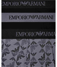 EM000260AF10800 Set di 3 Boxer Emporio Armani in cotone elasticizzato. Colore: Nero- Fantasia Grigio MC200 