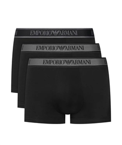 EM000259AF10779 Set di 3 Boxer Emporio Armani in cotone elasticizzato. Colore: Nero MC406