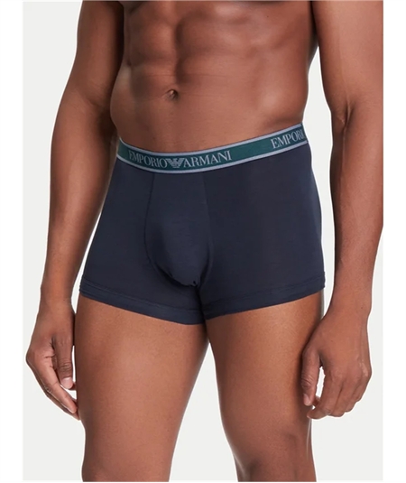 EM000259AF10779 Set di 3 Boxer Emporio Armani in cotone elasticizzato. Colore: Bleu MB254