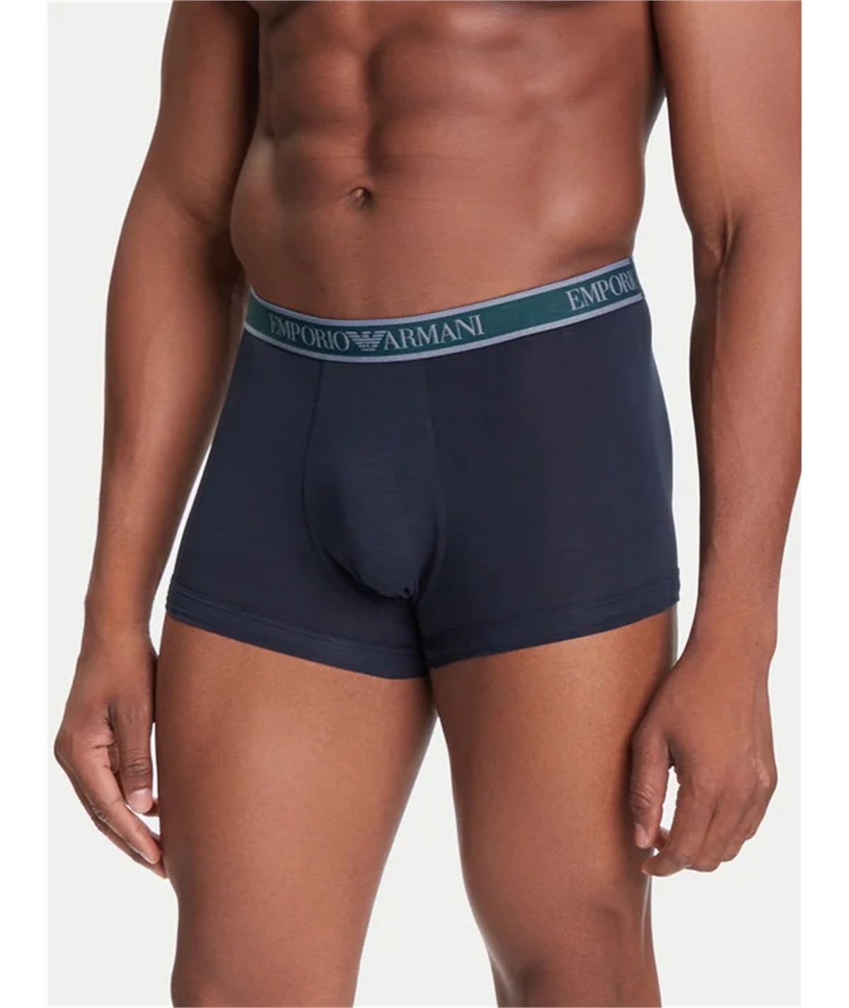 EM000259AF10779 Set di 3 Boxer Emporio Armani in cotone elasticizzato. Colore: Bleu MB254