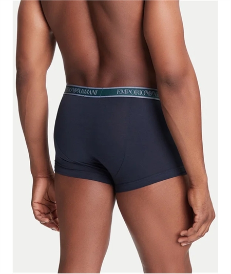 EM000259AF10779 Set di 3 Boxer Emporio Armani in cotone elasticizzato. Colore: Bleu MB25