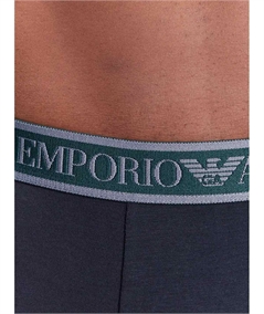 EM000259AF10779 Set di 3 Boxer Emporio Armani in cotone elasticizzato. Colore: Bleu MB25