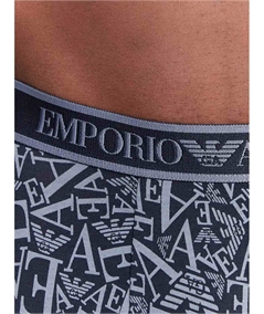 EM000370AF10779 Set di 3 Boxer Emporio Armani in cotone elasticizzato. Colore: Fantasia Bleu MB089