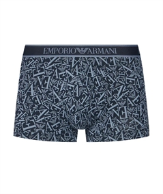 EM000370AF10779 Set di 3 Boxer Emporio Armani in cotone elasticizzato. Colore: Fantasia Bleu MB089