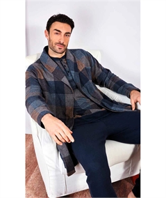 Q.bò QPA 002-BL Giacca da camera sciallata in caldo tessuto Punto Milano. Colore: Fantasia Bleu