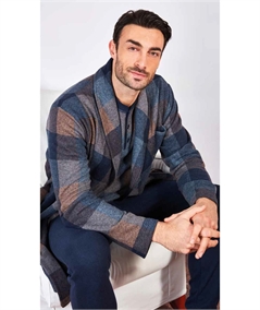 Q.bò QPA 002-BL Giacca da camera sciallata in caldo tessuto Punto Milano. Colore: Fantasia Bleu