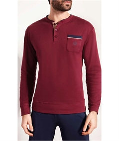 Q.bò QPA34-BO - Pigiama girocollo serafino in caldo cotone Interlock. Colore: Bordò