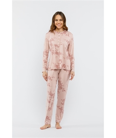 Fida I2602 - Pigiama girocollo serafino in morbido e confortevole tessuto Modal. Colore: Fantasia Bluette