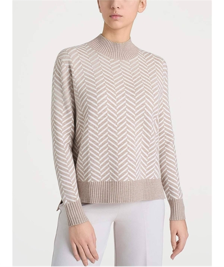 Ragno DQ86MV - Maglia collo Lupetto con fantasia spigata in tessuto Super Soft. Colore: Fantasia Cammello 100MF