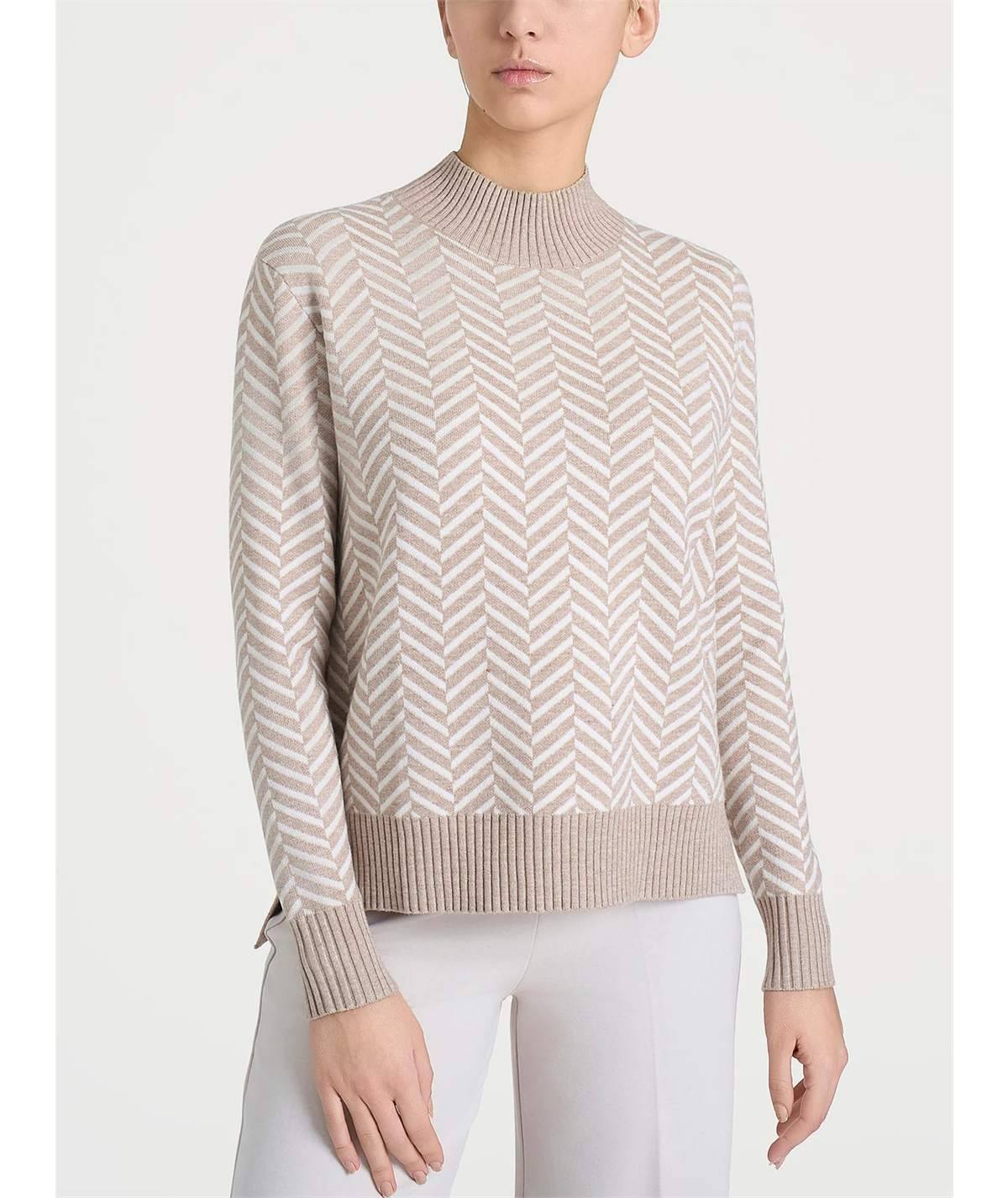 Ragno DQ86MV - Maglia collo Lupetto con fantasia spigata in tessuto Super Soft. Colore: Fantasia Cammello 100MF